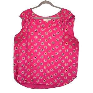 LOFT Pink Floral Flowy Lined Sleeveless Blouse Tank Size XL